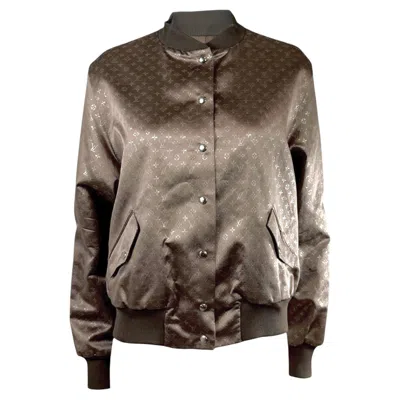 Pre-owned Marc Jacobs Louis Vuitton  2011 Taupe Shiny Silk Monogram Bomber Jacket In Brown
