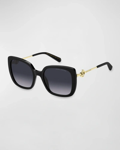 Marc Jacobs Marc 727s Acetate & Metal Square Sunglasses In Black