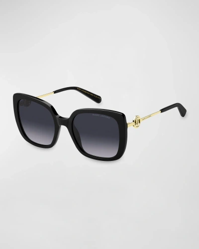 Marc Jacobs Acetate & Metal Square Sunglasses In Black