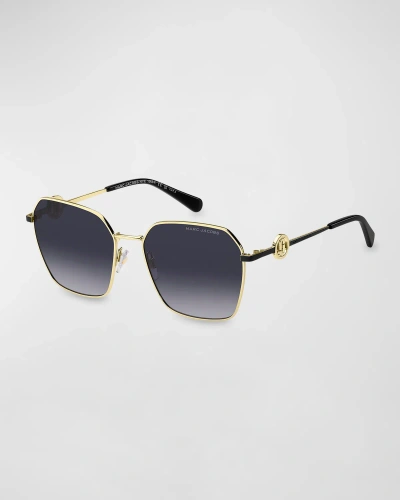 Marc Jacobs Marc 729s Metal Square Sunglasses In Gold