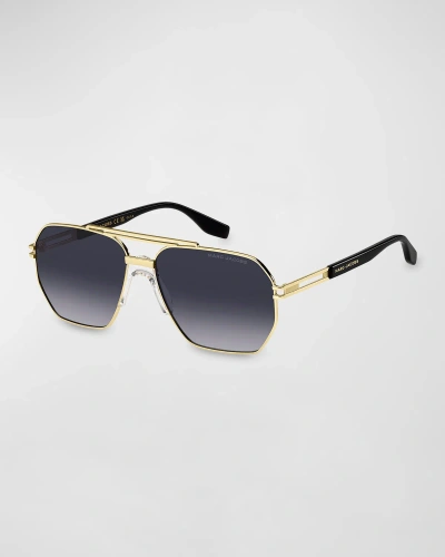 Marc Jacobs Marc 748s Mixed-media Aviator Sunglasses In Gold Blck