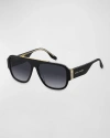 Marc Jacobs Marc 756s Flat-top Acetate Rectangle Sunglasses In Black