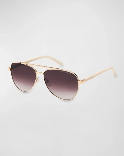 Marc Jacobs Marc 760s Metal & Plastic Aviator Sunglasses In Gold