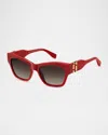Marc Jacobs Marc 762s Acetate Rectangle Sunglasses In Red/brown
