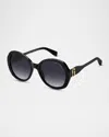 Marc Jacobs Marc 763s Acetate Oval Sunglasses In Black/dark Grey