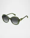 Marc Jacobs Marc 763s Acetate Oval Sunglasses In Green/grey Azure