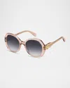 Marc Jacobs Marc 763s Acetate Oval Sunglasses In Beige/dark Grey Sf