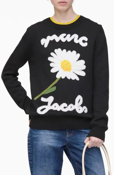 MARC JACOBS MARC JACOBS MARC IS JOY JACQUARD MERINO WOOL CREWNECK SWEATER