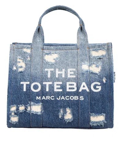 Marc Jacobs Marc Jacob The Rip And Repair Denim Medium Tote Bag In Purple