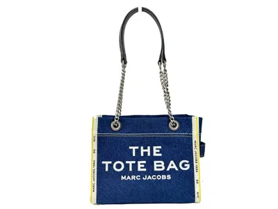 Marc Jacobs Denim Chain Small The Tote Women's Bag In Silver