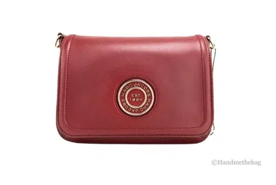 Marc Jacobs Medium Metal Signet Syrah Smooth Leather Flap Crossbody Purse Women's Bag In Red