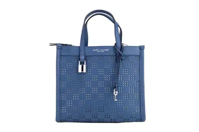 Marc Jacobs Mini Grind Blue Sea Perforated Leather Crossbody Tote Bag Women's Purse In Silver
