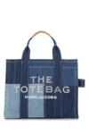 Marc Jacobs Medium Tote Handbag With Embroidered Logo And Contrast Patch In Blue
