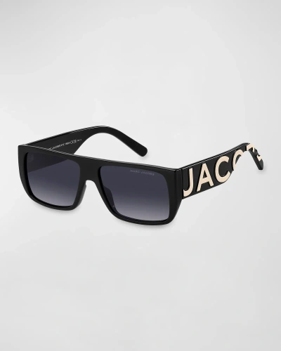 Marc Jacobs Marc Logo 096s Propionate Rectangle Sunglasses In Blue