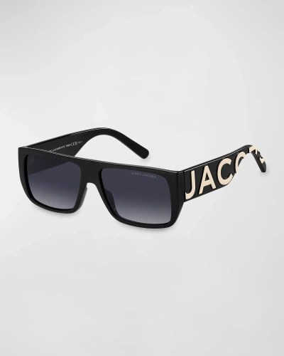 Marc Jacobs Marc Logo 096s Propionate Rectangle Sunglasses In Black