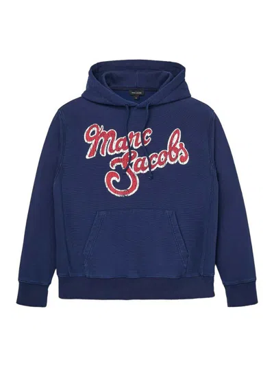 Marc Jacobs Marc Logo Hoodie In Blue