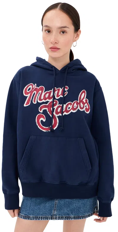 Marc Jacobs Marc Logo Hoodie Navy Multi In Blue