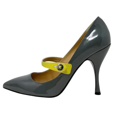Pre-owned Marc Jacobs Mary Jane Pumps Gray Patent Leather Heels 2012 Spring Runway 40.5