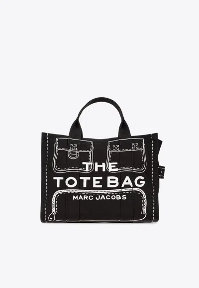 Marc Jacobs Medium Cargo Trompe L'oeil Canvas Tote Bag In Black