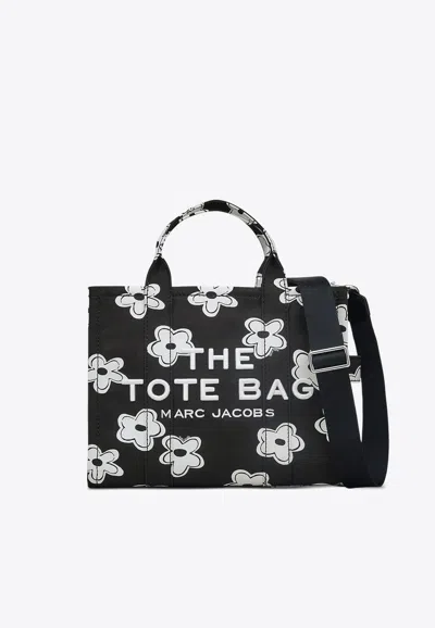 Marc Jacobs Medium Daisy Canvas Tote Bag In Black