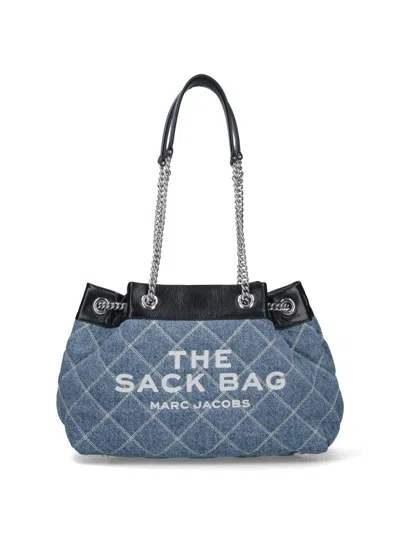 Marc Jacobs Medium Denim Bag The Quilted Chain Sack In Blue