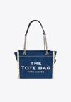 Marc Jacobs 'the Small Tote' Blue Denim Handbag With Logo Print Woman