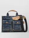 Marc Jacobs The Denim Suede Medium Cargo Tote Bag Dark Wash Indigo