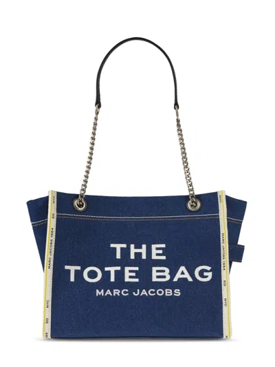 Marc Jacobs Medium Denim Tote With Chain Straps In Green