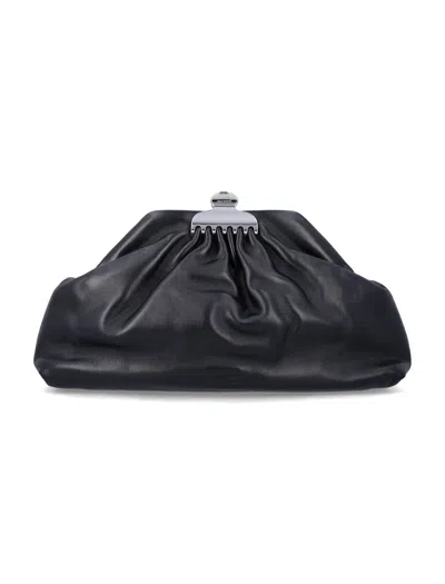Marc Jacobs Medium Glam Leather Clutch In Black
