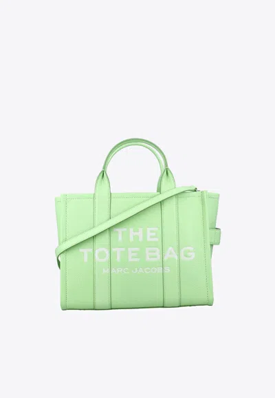 Marc Jacobs Medium Logo Leather Tote Bag In Green