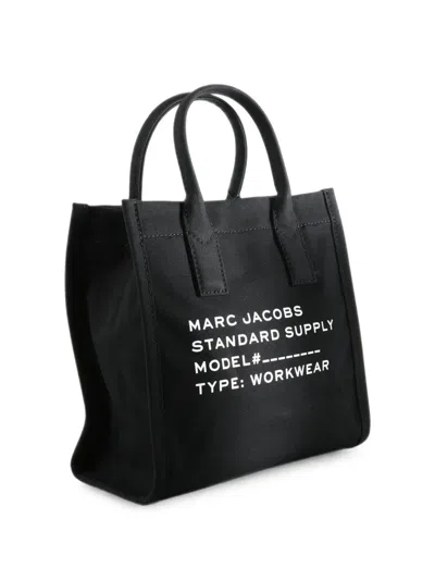 Marc Jacobs Medium Logo-print Cotton Tote Bag In Black