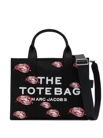 Marc Jacobs Medium The Tote Lips-print Bag In Black