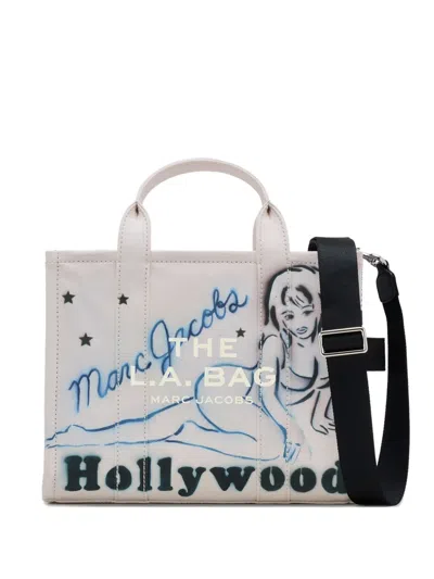 Marc Jacobs Medium Tote Print Bag In White