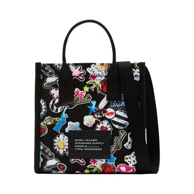Pre-owned Marc Jacobs Medium Tote Sticker Print Canvas Standard Supply Bag 'black/multicolor' | Women's Size O