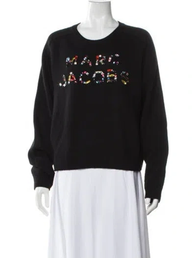 Pre-owned Marc Jacobs Merino Wool Crew Neck Sweater In Black