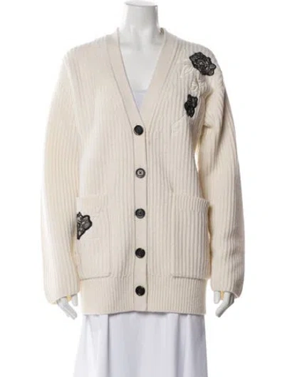 Pre-owned Marc Jacobs Merino Wool Graphic Print Sweater In White