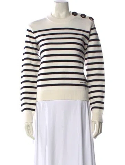 Pre-owned Marc Jacobs Merino Wool Striped Sweater W/ Tags In White