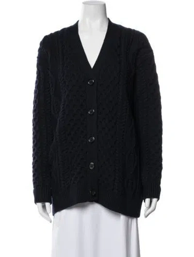 Pre-owned Marc Jacobs Merino Wool V-neck Sweater In Blue