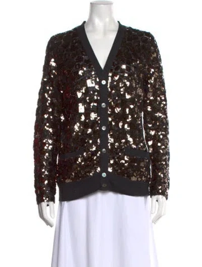 Pre-owned Marc Jacobs Merino Wool V-neck Sweater In Multi