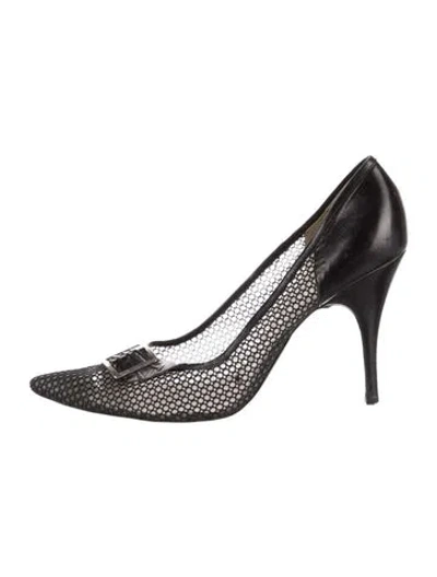 Pre-owned Marc Jacobs Mesh Lace Pattern Pumps In Black