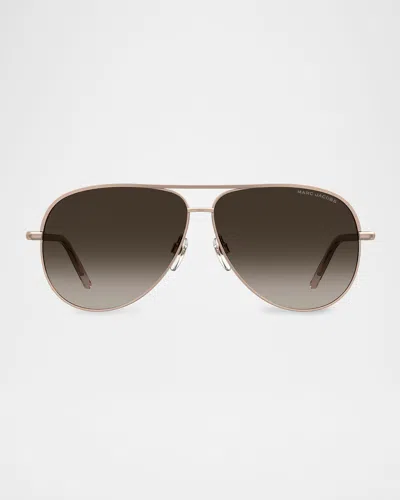Marc Jacobs Metal Aviator Sunglasses In Gold Copper
