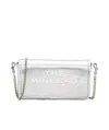 Marc Jacobs Metallic Silver Leather Foldover Bag With Chain-link Strap In White