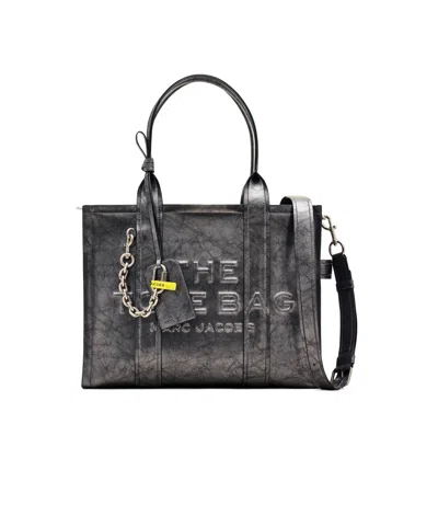 Marc Jacobs Metallic Large Shoulder Bag In Black