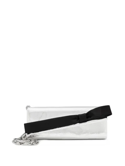 Marc Jacobs Metallic Leather Clutch Bag In Silver