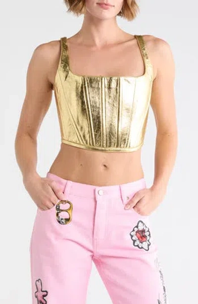 Marc Jacobs Metallic Leather Corset In Gold