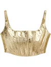 Marc Jacobs Metallic Cracked-leather Bustier Top In 金色