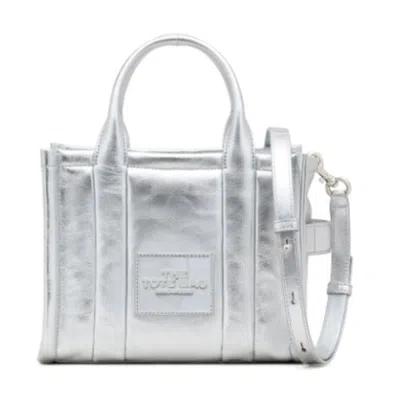 Marc Jacobs Metallic Leather Small Tote Bag 'silver'