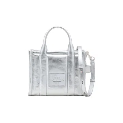 Pre-owned Marc Jacobs Metallic Leather Small Tote Bag 'silver' | Women's Size Onesize