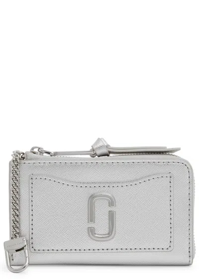 Marc Jacobs Metallic Leather Wallet In Silver