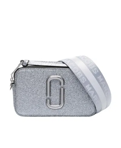 Marc Jacobs Metallic Snapshot Glitter Crossbody Bag In Gray